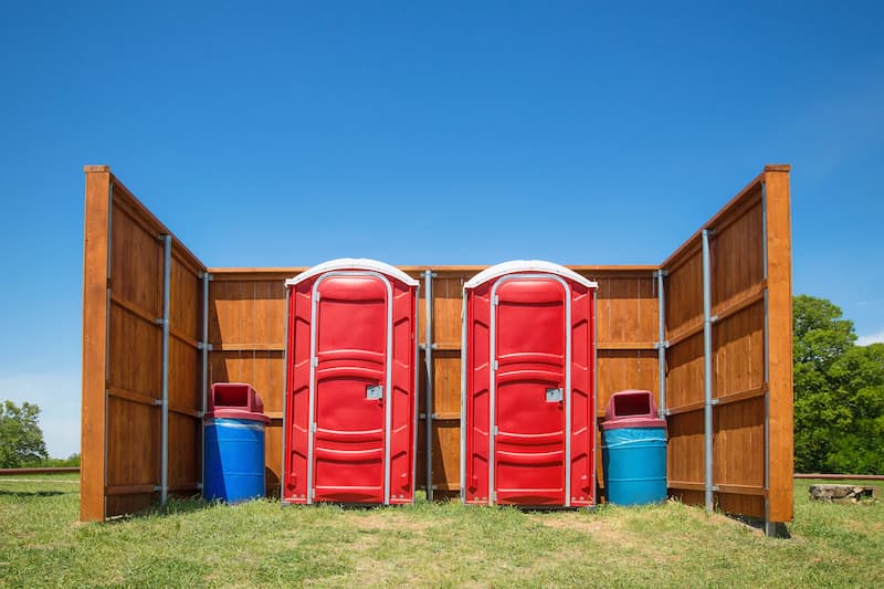 Short-term porta potty units staged for delivery in San Francisco, California